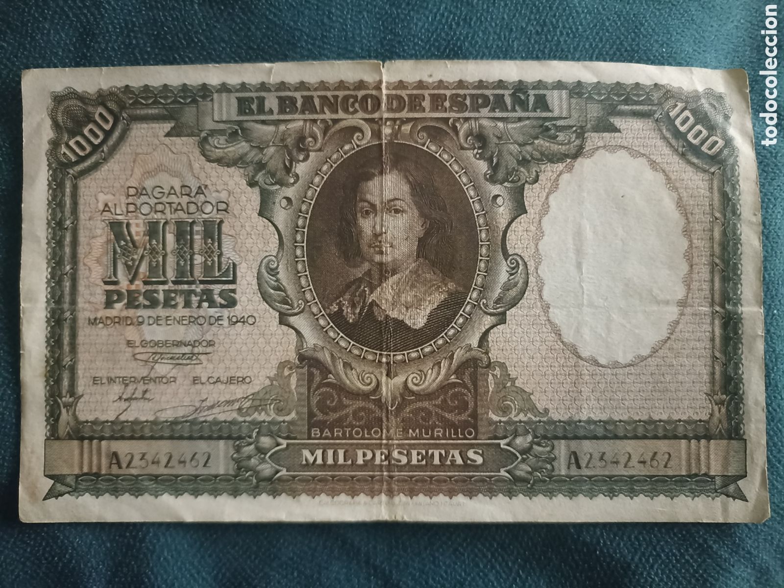 Monedas Franco: Billete 1000 pesetas de 1940 Bartolome Murillo