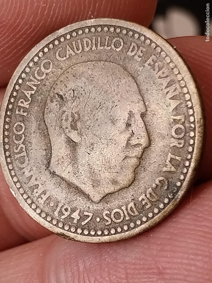 Monedas Franco: PESETA 1947 ESTRELLAS ILEGIBLES --&acute;__-- ** MONEDA ORIGINAL CIRCULADA ESTADO ESPA&Ntilde;OL
