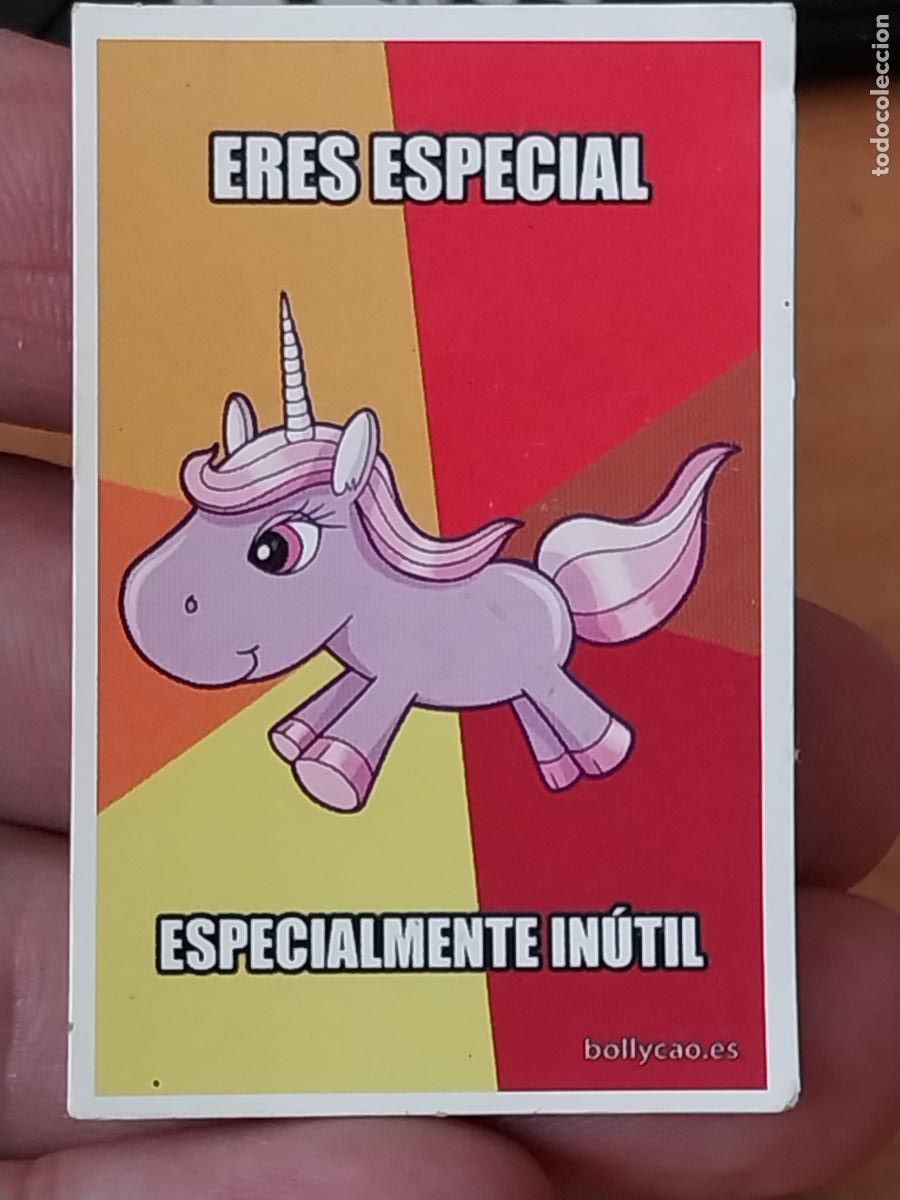 Monedas Franco: BOLLYCAO MEMES UNICORNIO ERES ESPECIALMENTE INUTIL CROMO 42 SIN PEGAR NUNCA 5.8X3.8CMS