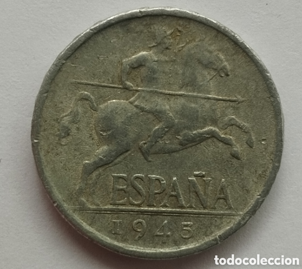 Monedas Franco: MONEDA DE 5 C&Eacute;NTIMOS 1945 JINETE (FOTO)