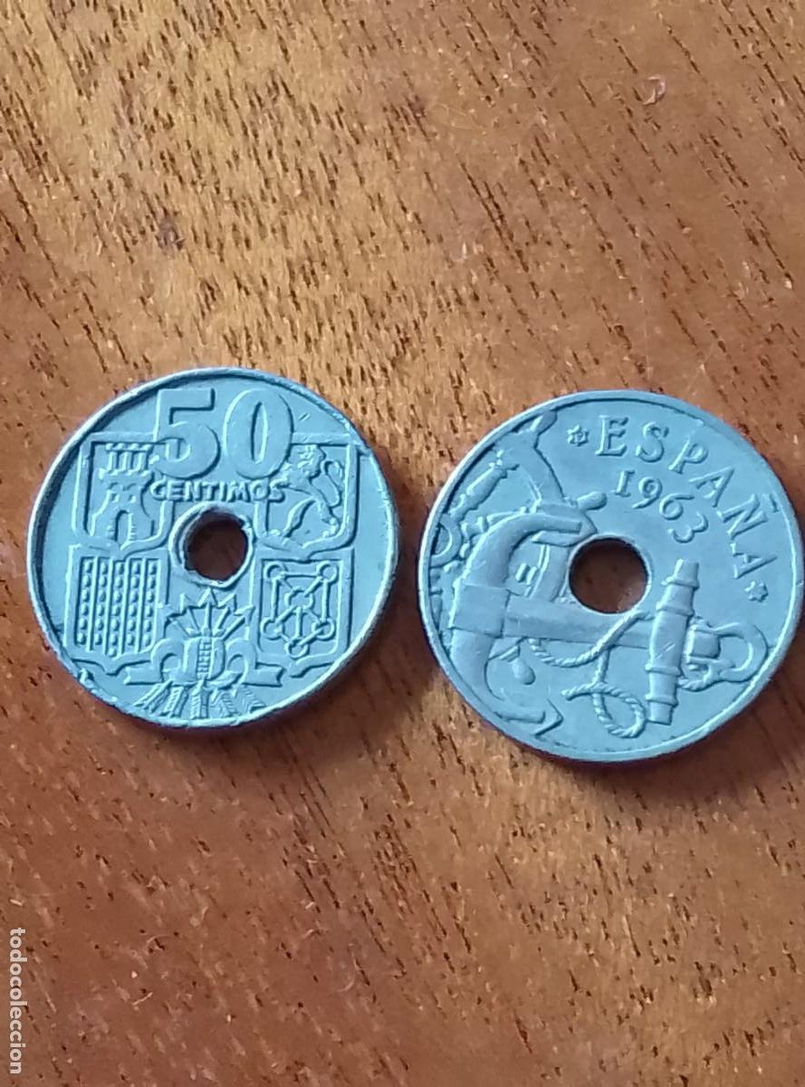 Monedas Franco: 50 c&eacute;ntimos 1963. MBC. 2 monedas