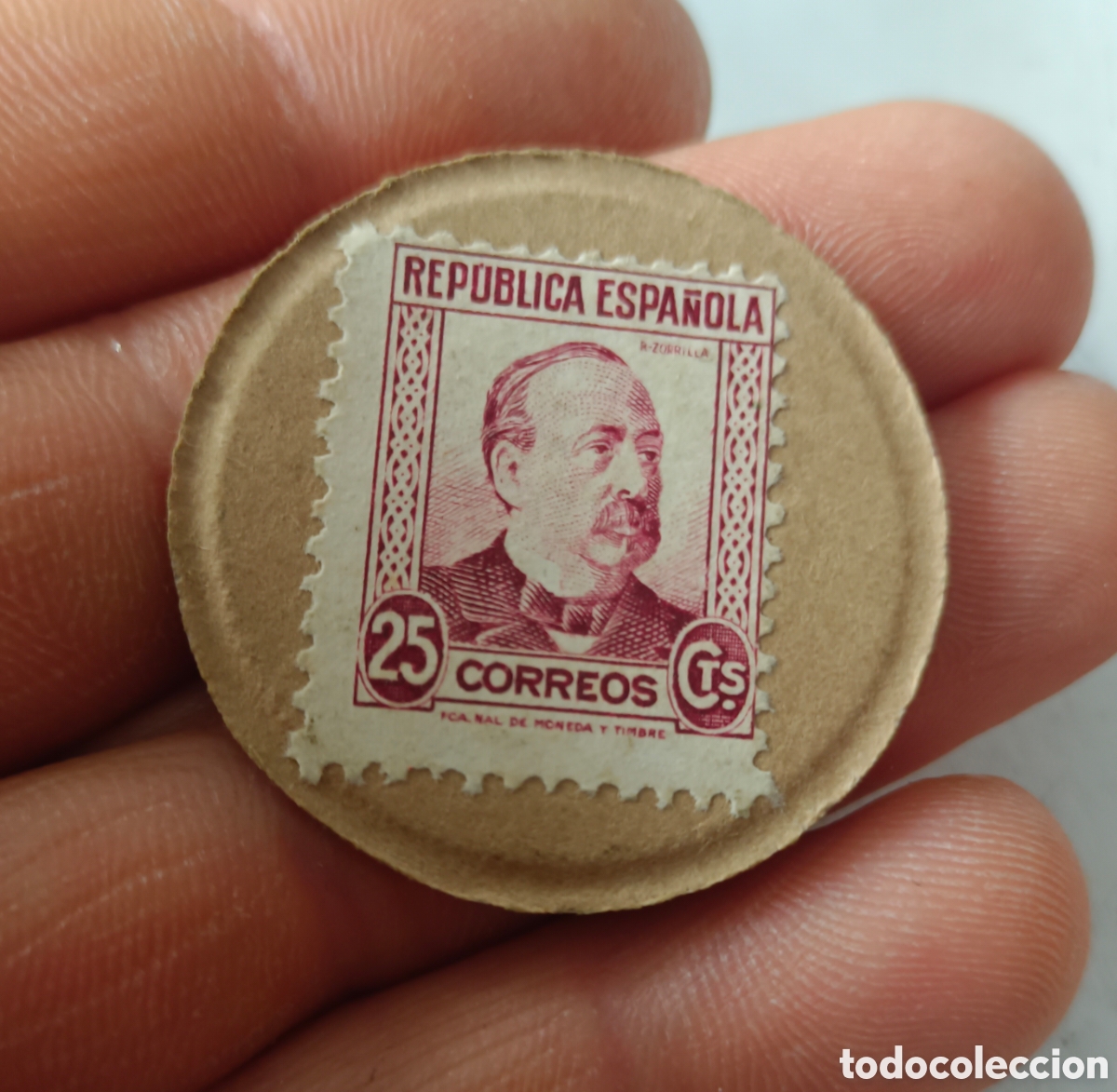 Monedas Franco: Moneda carton 25 centimos , sello republica espa&ntilde;ola