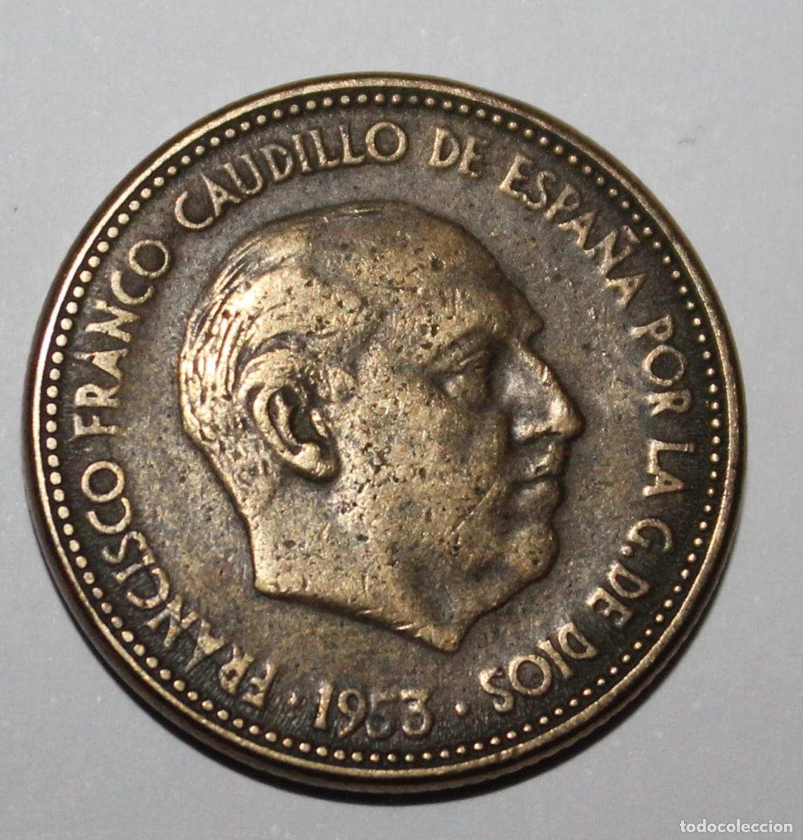 Monedas Franco: MONEDA DE 2.5 PESETAS FRANCO 1953 ESTRELLA 54 CON SUS LEYENDAS LEGIBLES.