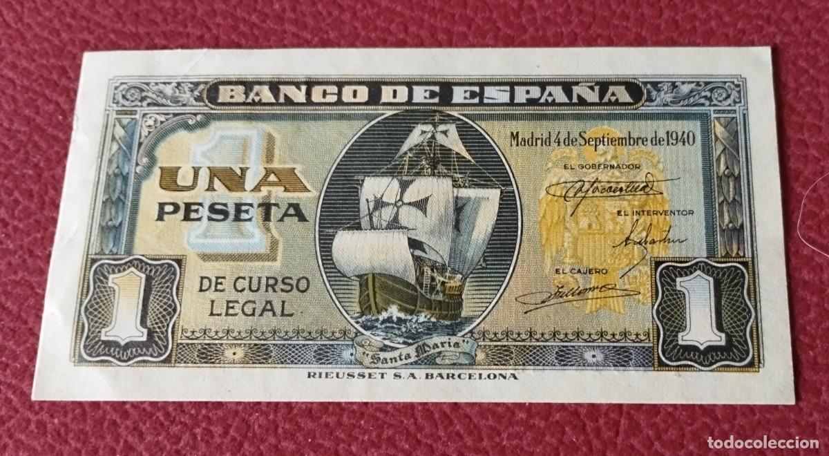Monedas Franco: Billete de una peseta de 1940 el barquito