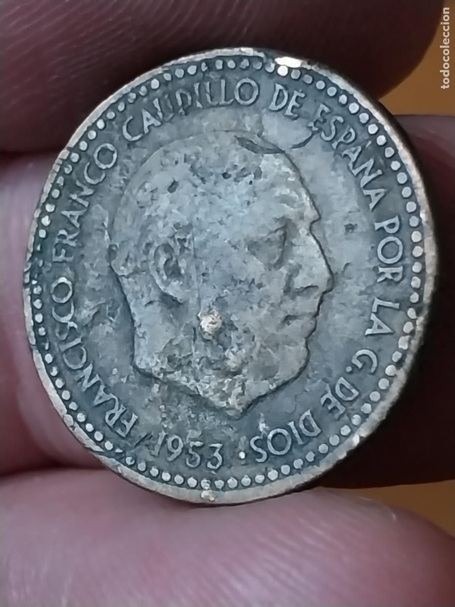 Monedas Franco: PESETA 1953 ESTRELLAS ILEGIBLES ESTADO ESPA&Ntilde;OL MONEDA CIRCULADA ORIGINAL --..**..- DESPERFECTOS