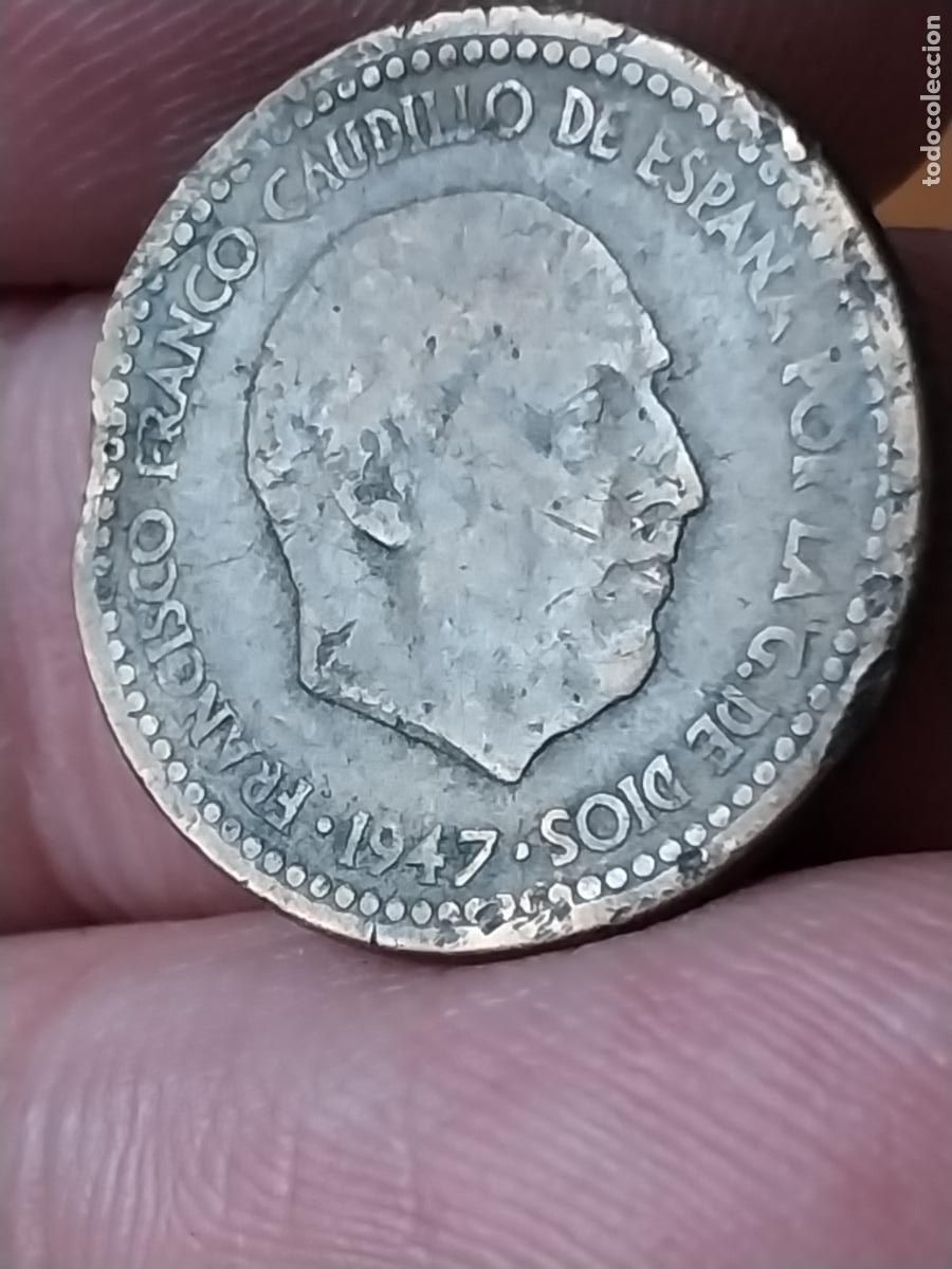 Monedas Franco: PESETA 1947 ESTRELLAS ILEGIBLES ESTADO ESPA&Ntilde;OL MONEDA CIRCULADA ORIGINAL -..**..- DESPERFECTOS