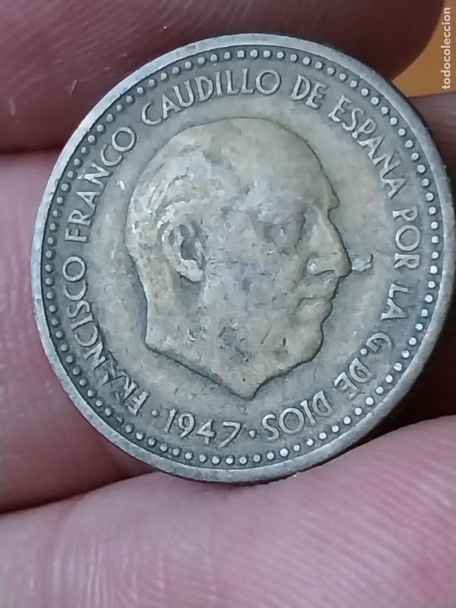 Monedas Franco: PESETA 1947 ESTRELLAS ILEGIBLES ESTADO ESPA&Ntilde;OL MONEDA CIRCULADA ORIGINAL -..**..-.._