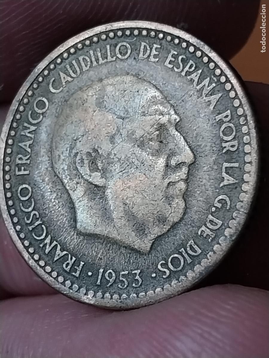 Monedas Franco: PESETA 1953 ESTRELLAS .ILEGIBLES. ESTADO ESPA&Ntilde;OL MONEDA CIRCULADA ORIGINAL -..**..-.._