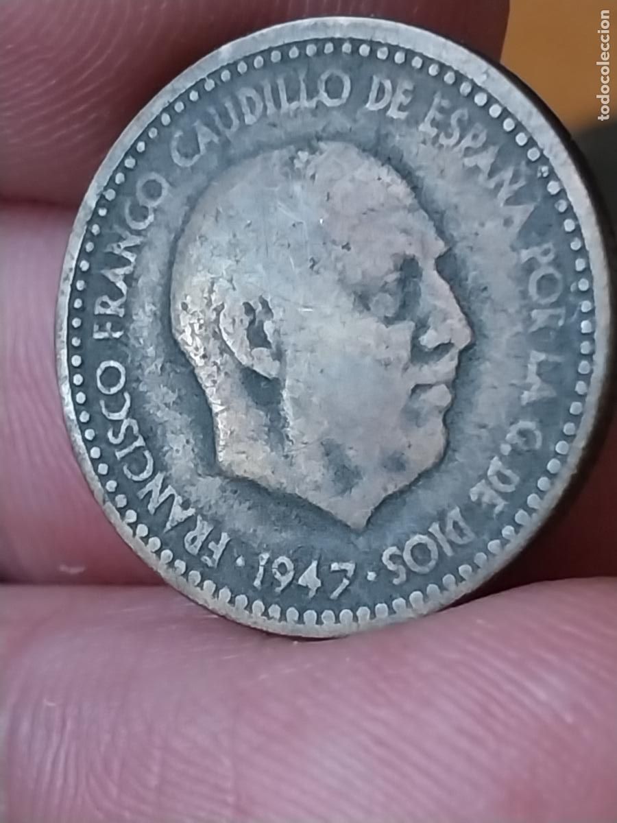 Monedas Franco: PESETA 1947 ESTRELLAS ILEGIBLES ESTADO ESPA&Ntilde;OL MONEDA CIRCULADA ORIGINAL -.**..._**...-&acute;-