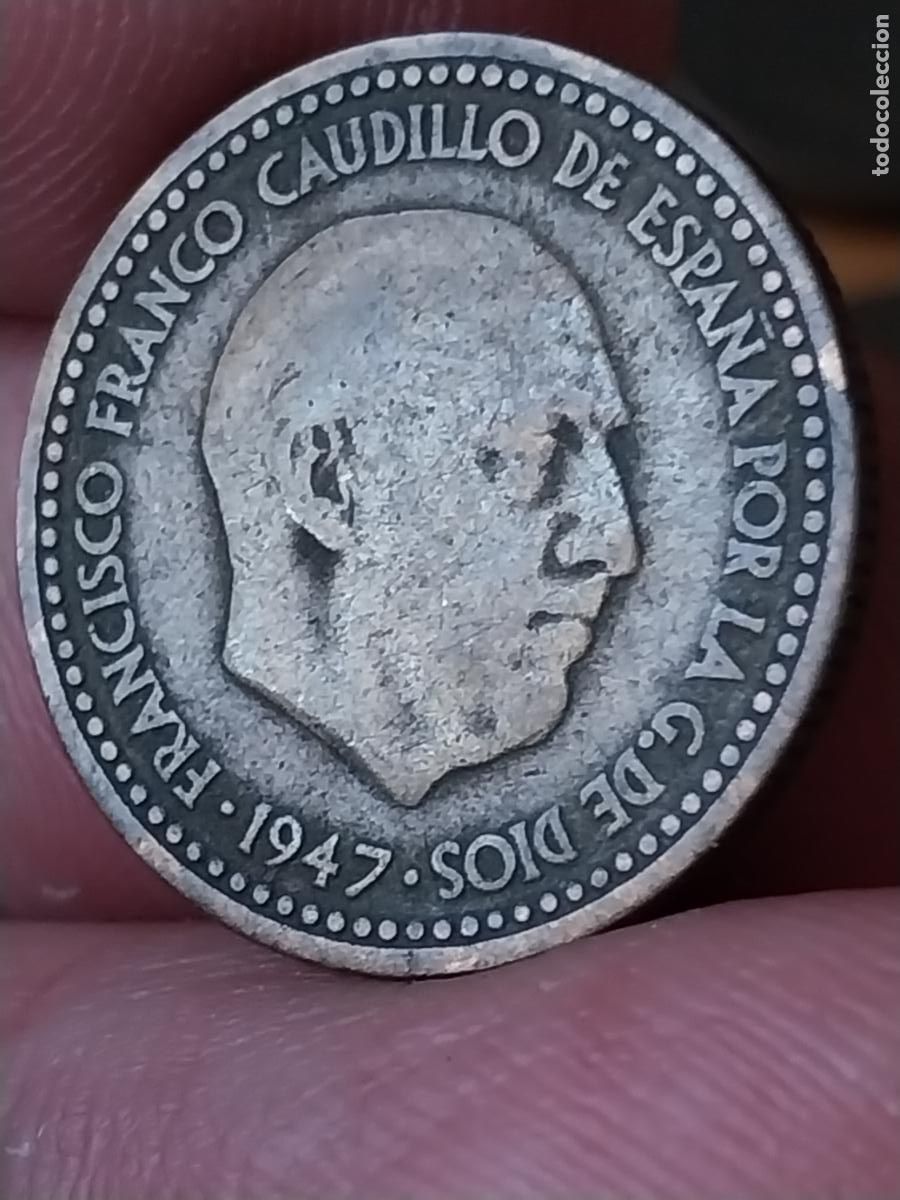 Monedas Franco: PESETA 1947 ESTRELLAS ILEGIBLES ESTADO ESPA&Ntilde;OL MONEDA CIRCULADA ORIGINAL -.**...**...-&acute;-