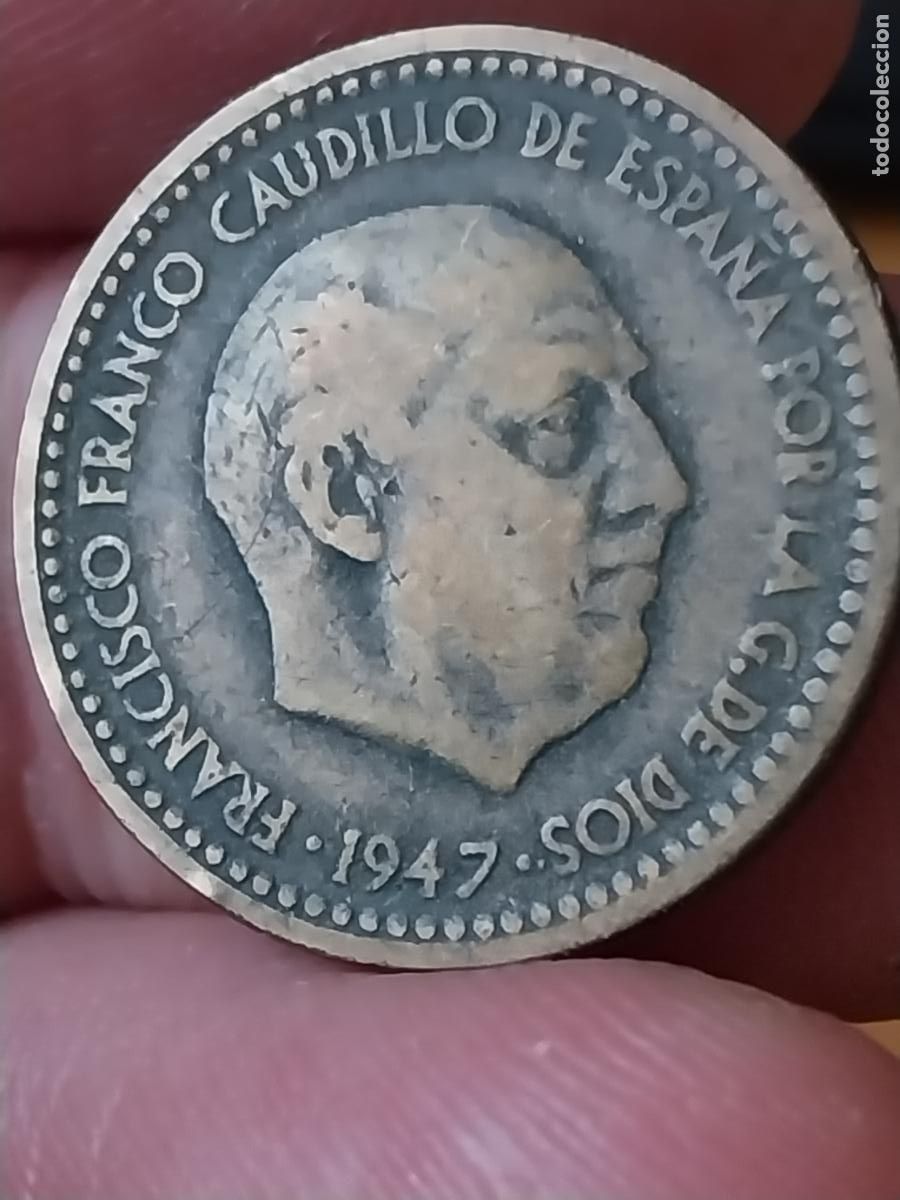 Monedas Franco: PESETA 1947 ESTRELLAS 19 ILEGIBLE ESTADO ESPA&Ntilde;OL MONEDA CIRCULADA ORIGINAL -.**...**...-&acute;--