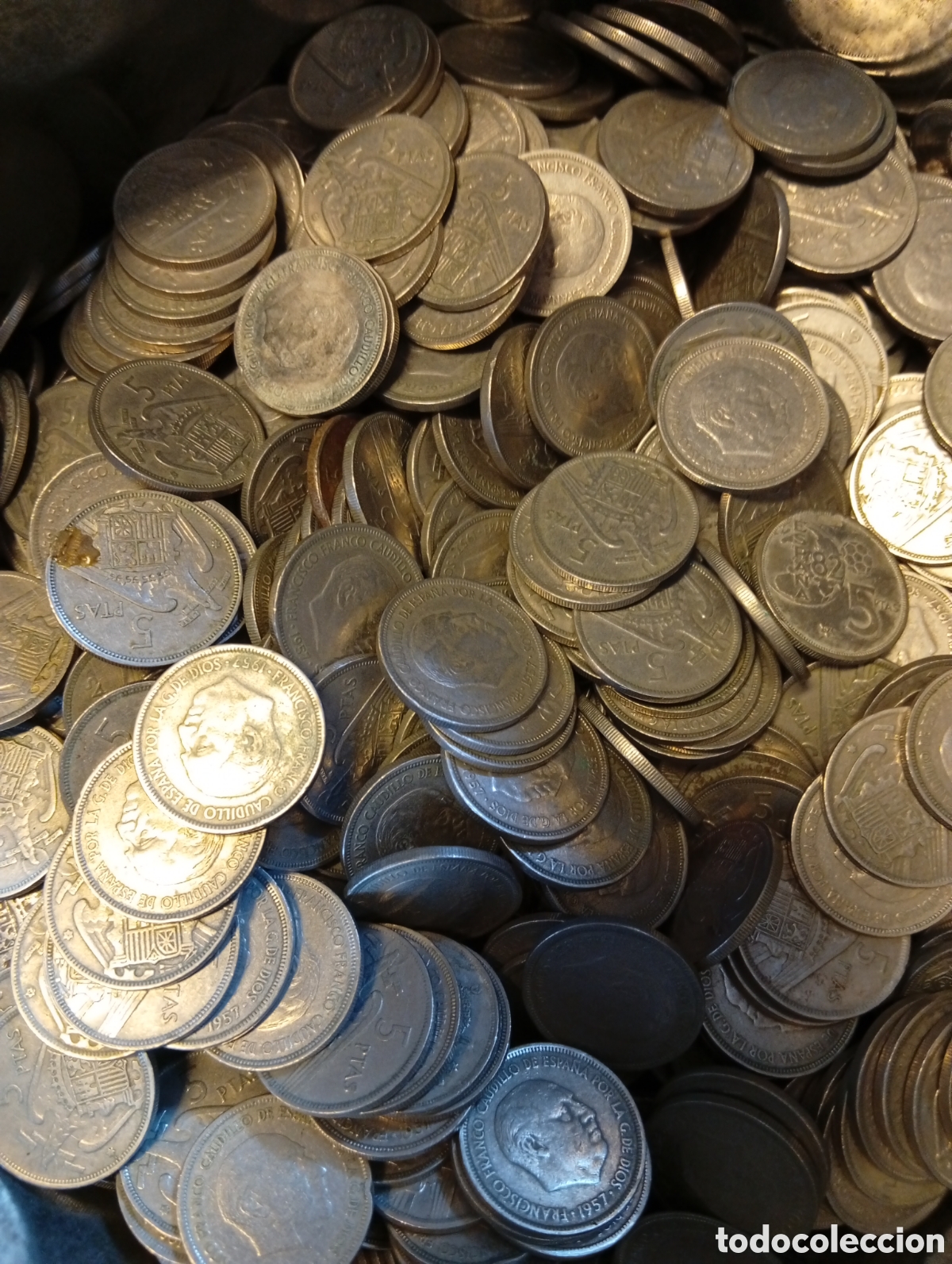 Monedas Franco: Grande lote de 1400 aprox .monedas de 5 pesetas &eacute;poca de Franco Espa&ntilde;a
