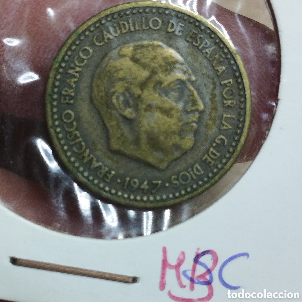 Monedas Franco: Moneda 1 peseta 1947 *54. Estado Espa&ntilde;ol.