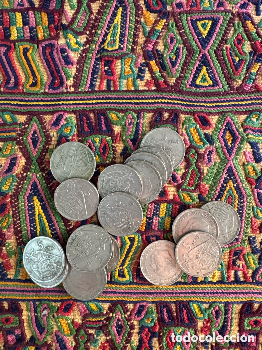 Monedas Franco: Lote 19 monedas 5 pesetas 1957 Franco