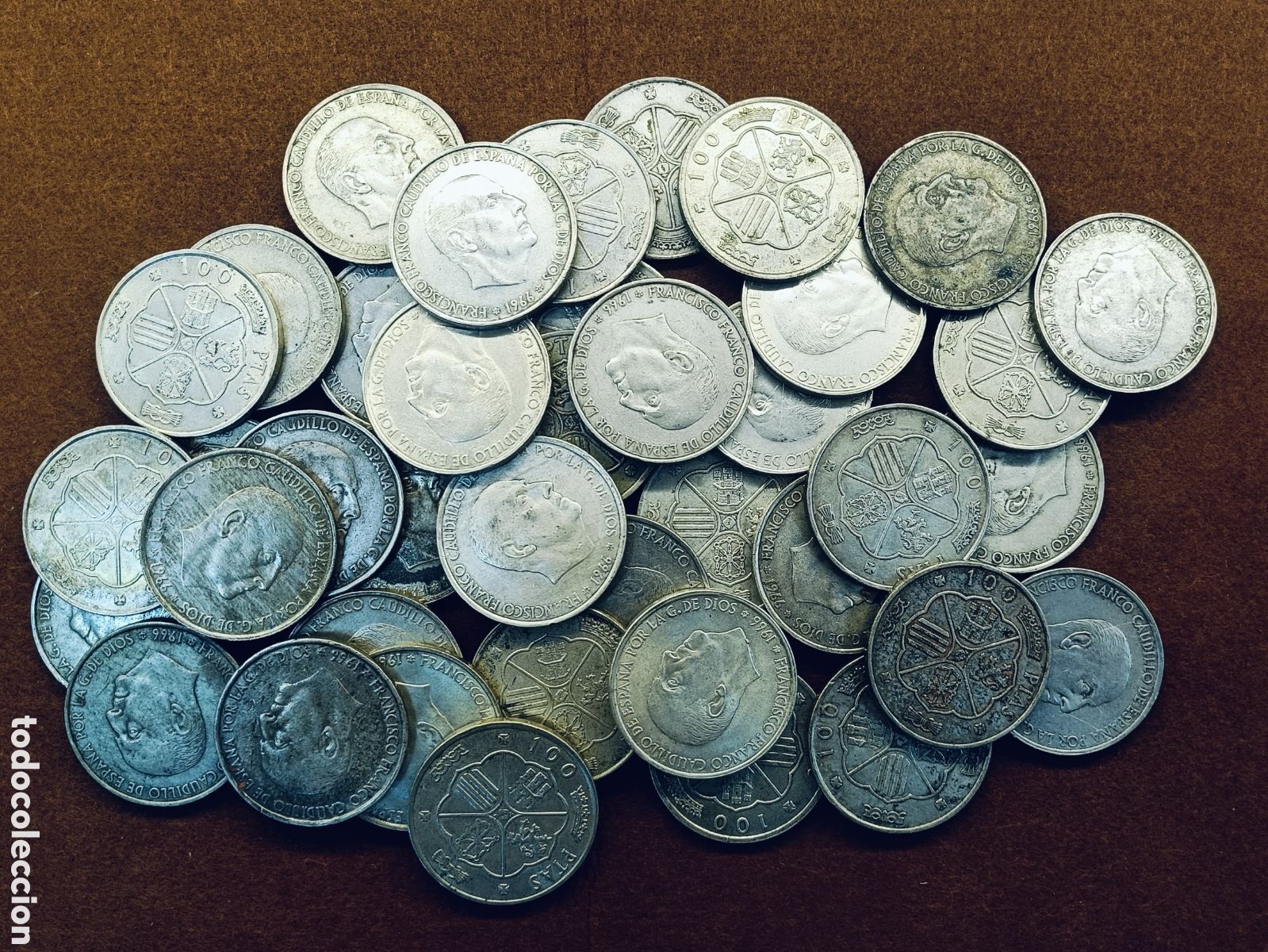Monedas Franco: GRAN LOTE DE 40 MONEDAS DE PLATA 100 PESETAS . FRANCO
