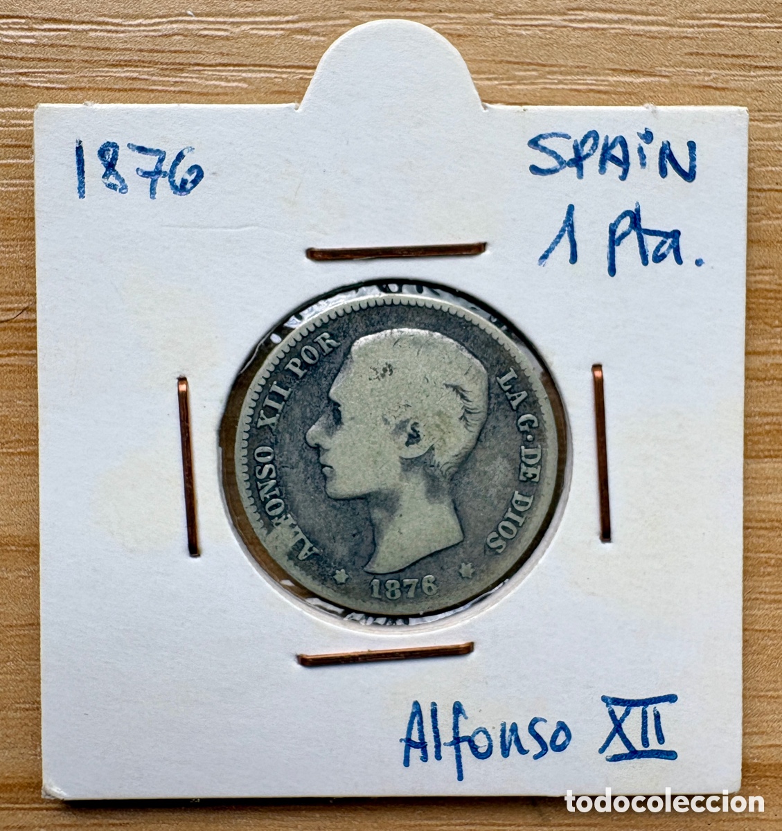 Monedas Franco: Moneda espa&ntilde;ola de plata de 1 peseta, 1876, Alfonso XII.