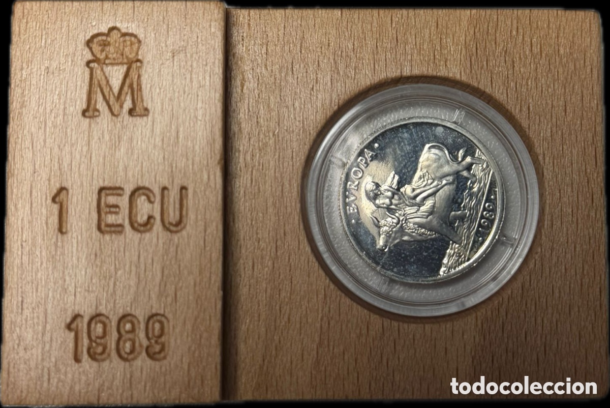 Monedas Franco: 1 ECU Espa&ntilde;a 1989 Plata 925 FNMT Flor de Cu&ntilde;o Completa Impecable