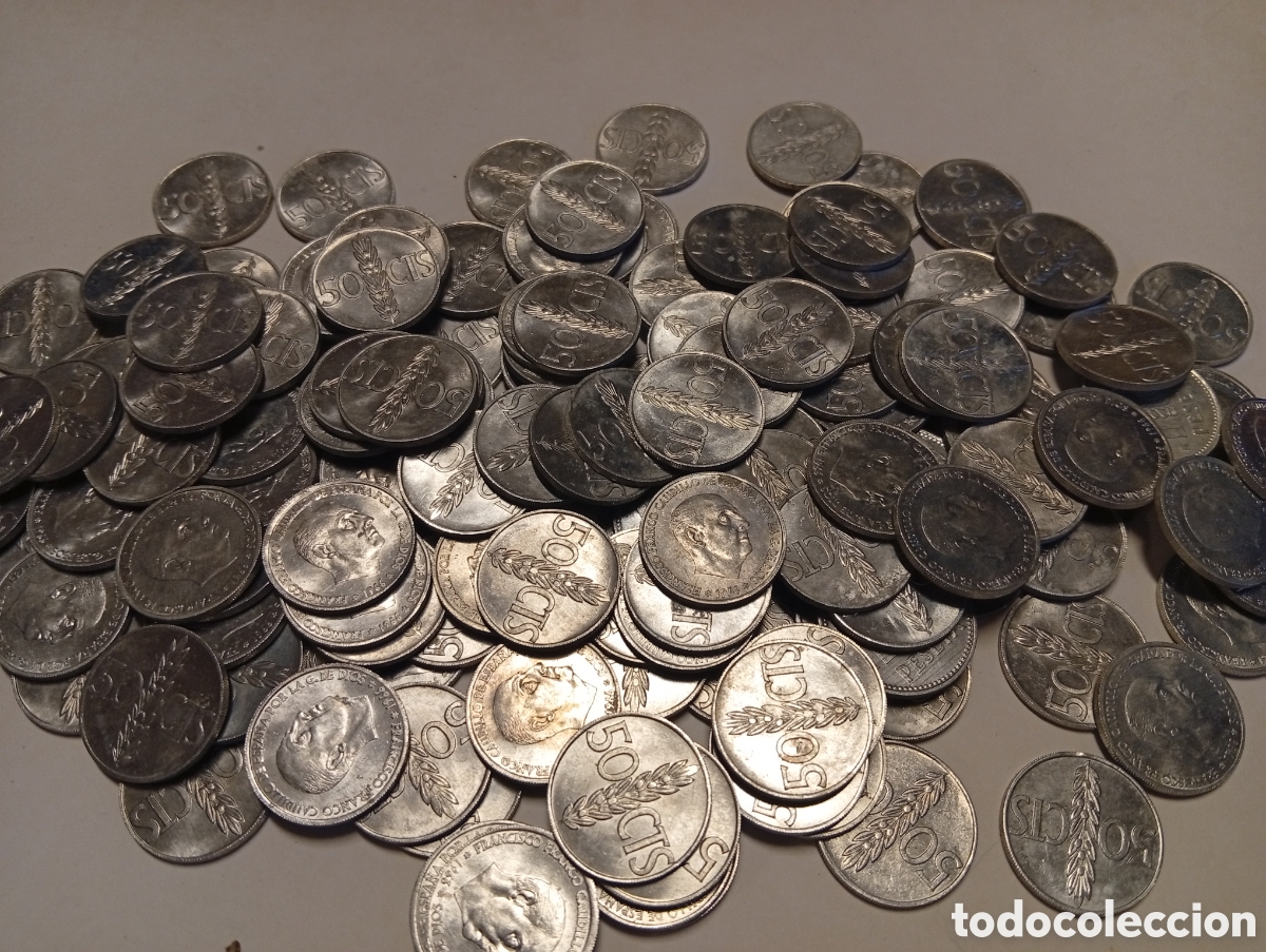 Monedas Franco: Gran lote de 170 monedas 50 c&eacute;ntimos aluminio SC
