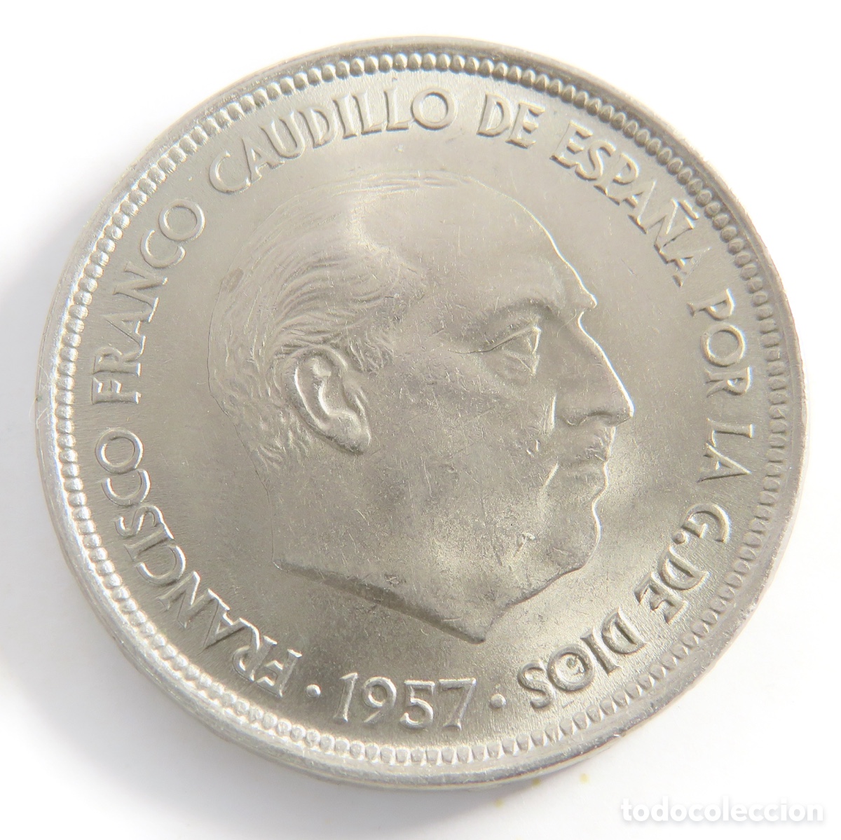 Monedas Franco: Moneda de 50 Pesetas 1957 *58 Franco SC ,Estado Espa&ntilde;ol Muy Brillante
