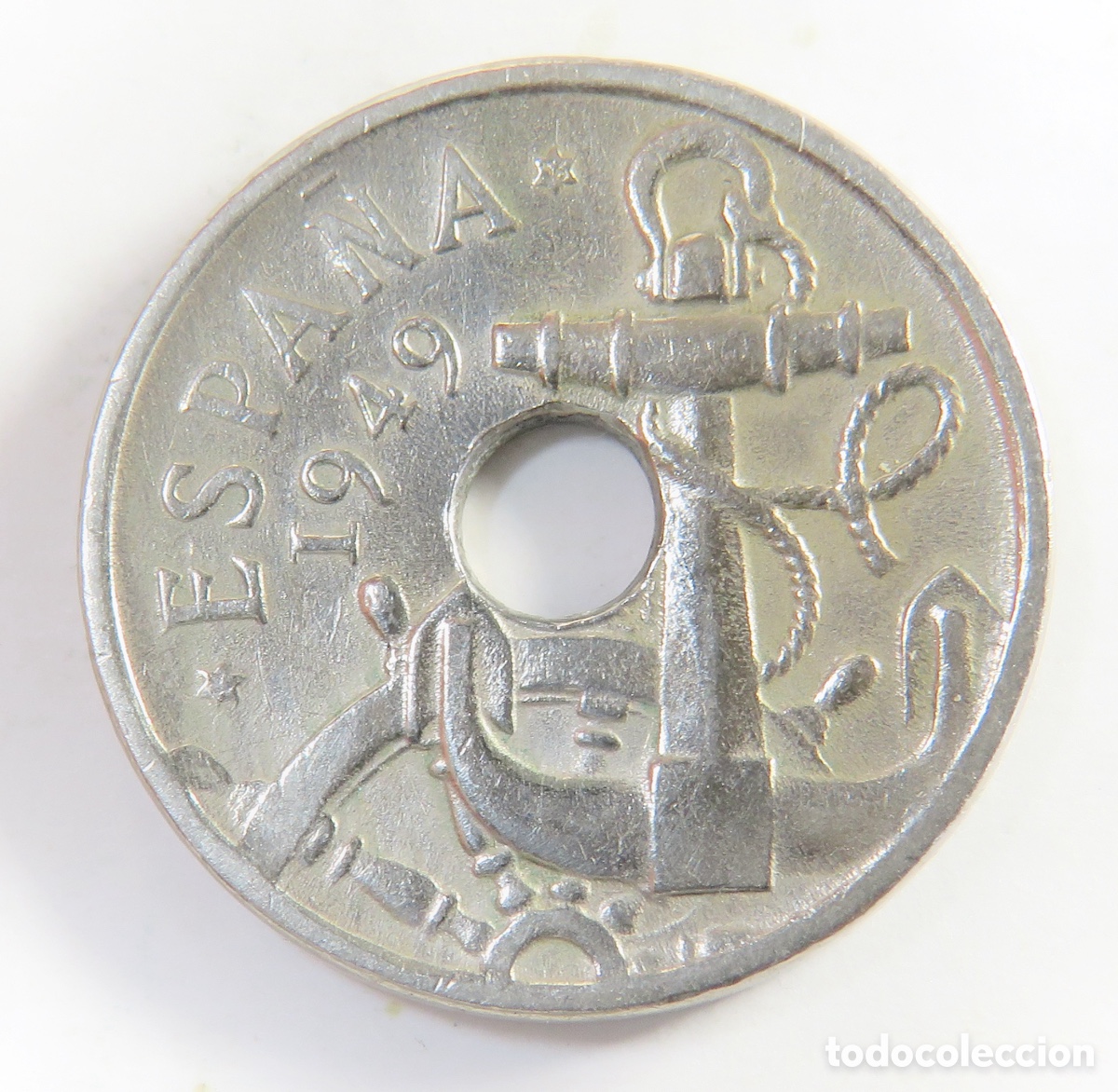Monedas Franco: Moneda de 50 C&eacute;ntimos 1949 *56 .Ancla Franco .MBC. Muy Bonita Estado Espa&ntilde;ol