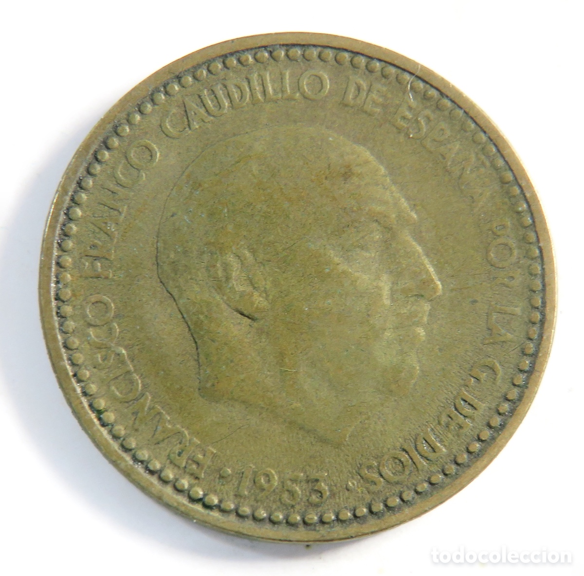 Monedas Franco: Escasa moneda de 1 Peseta 1953 *61 .Franco Estado Espa&ntilde;ol