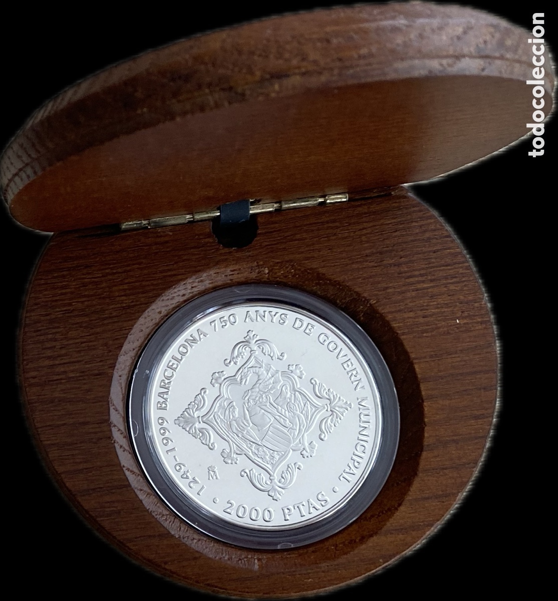 Monedas Franco: Espa&ntilde;a 2000 pesetas Plata PROOF Barcelona 750 a&ntilde;os Ayuntamiento FNMT 1999 Estuche y Certificado