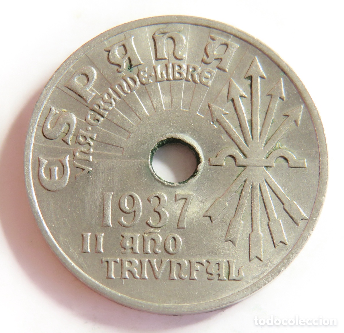 Monedas Franco: Moneda de 25 C&eacute;ntimos 1937 Rep&uacute;blica Espa&ntilde;ola ,Sin Circular
