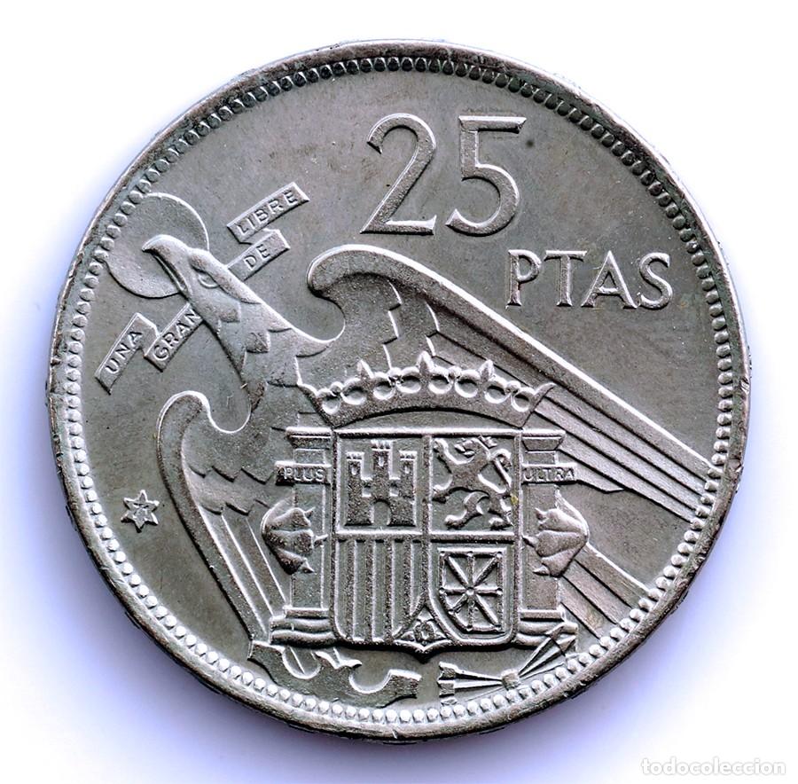 Monedas Franco: Sc-Franco. 25 Pesetas. 1957*71. Madrid. Procedente Tira FNMT. N&iacute;quel 8,5 g. ESCASA