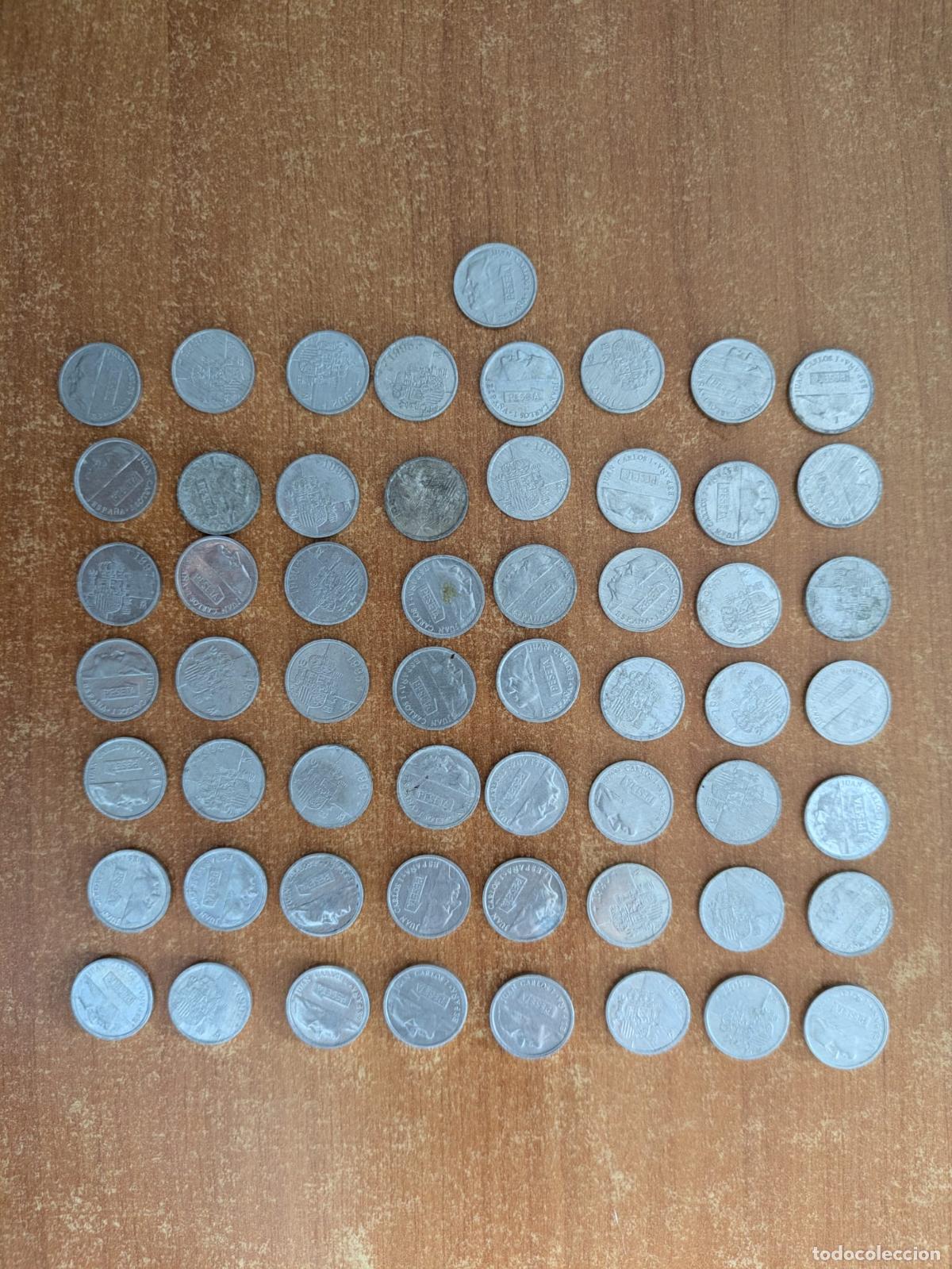 Monedas Franco: Lote de 57 monedas de 1 peseta. Juan Carlos I. A&ntilde;o 1996.