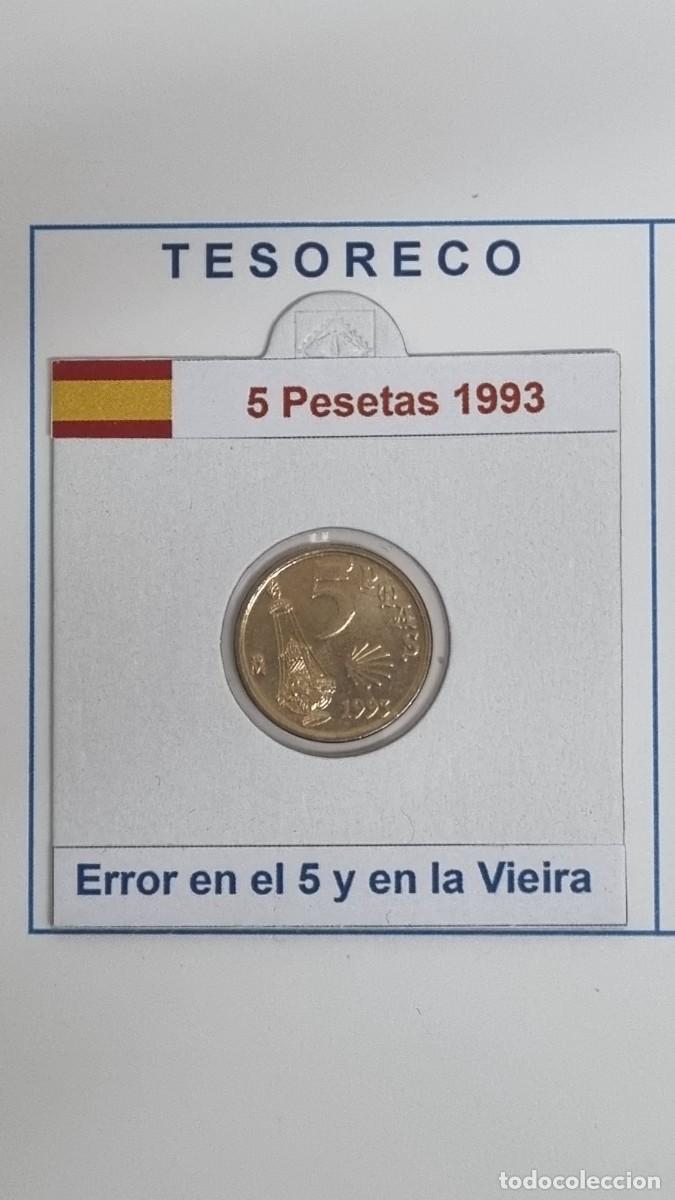 Monedas Franco: ESPA&Ntilde;A: MONEDAS DE 5 PESETAS 1993 ERROR EN 5 Y EN VIEIRA S/C - Ref.: 001
