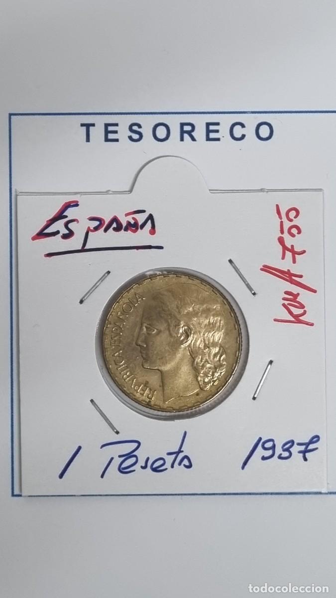 Monedas Franco: ESPA&Ntilde;A: MONEDAS DE 1 PESETA 1937 Rep&uacute;blica - KM#755 - Ref.: 005