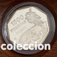 Franco Coins: ESPA&Ntilde;A 1500 PESETAS 1999 MILENIO ASTRONAUTA MONEDA DE PLATA PROOF ESTUCHE FNMT 0,60 ONZAS