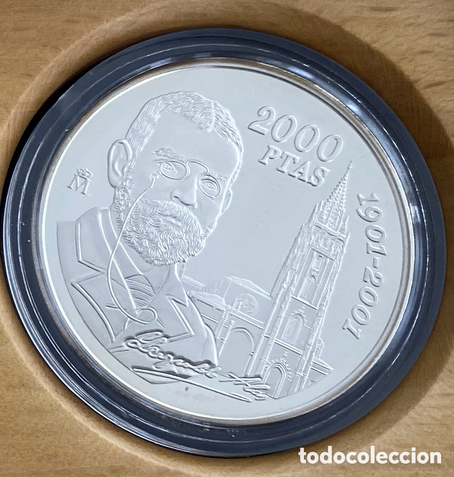 Monedas Franco: 8 Reales &ndash; Leopoldo Alas &ldquo;Clar&iacute;n&rdquo; &ndash; 2000 pesetas plata Proof &ndash; FNMT &ndash; Estuche y certificado