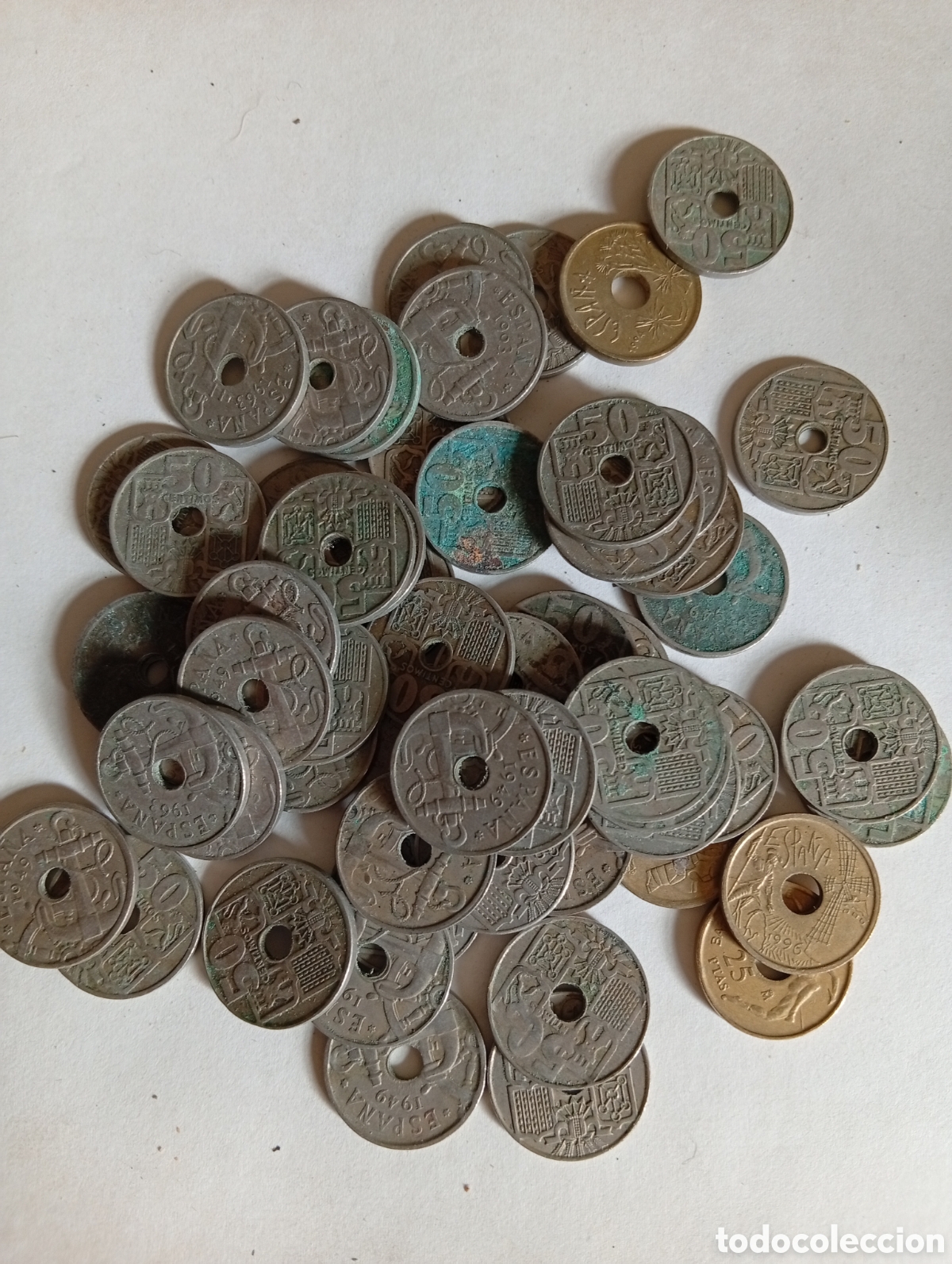 Monedas Franco: Lote de 50 monedas de 25 c&eacute;ntimos de peseta Espa&ntilde;a