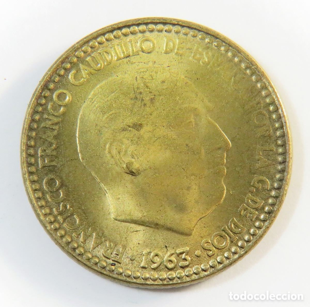 Monedas Franco: 1 Peseta 1963 63 SC Error Cu&ntilde;o Partido Franco Moneda Espa&ntilde;ola