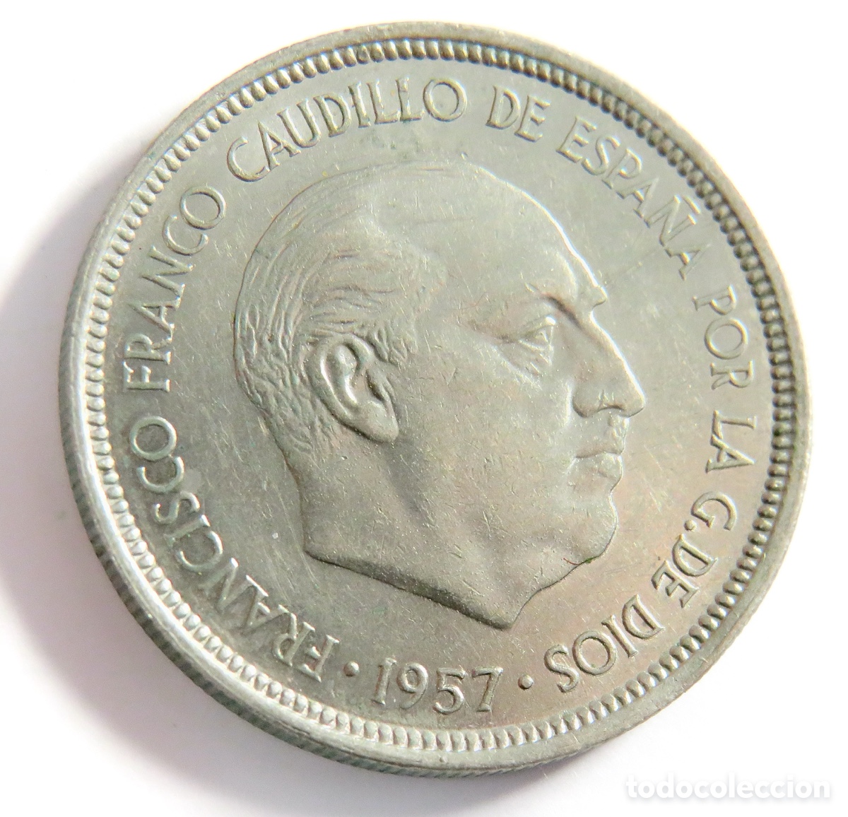 Monedas Franco: 5 Pesetas 1957 72 SC Sin Circular Franco Duro Espa&ntilde;ol Excelente