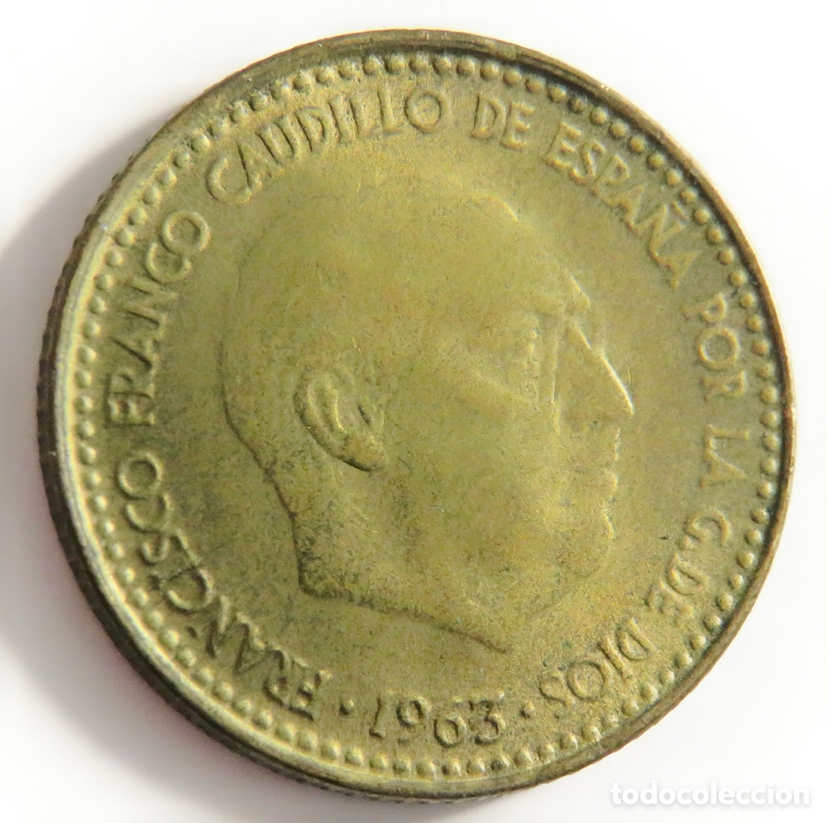 Monedas Franco: 1 Peseta 1963 65 EBC P&aacute;tina Oscura Franco Muy Bonita
