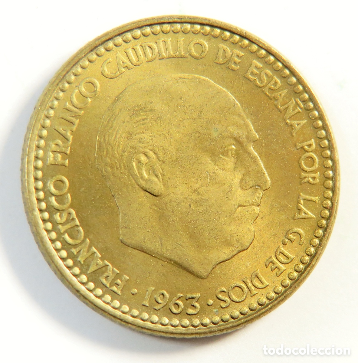 Monedas Franco: Moneda de 1 Peseta 1963 *66 SC Cu&ntilde;o Flojo Reverso Franco