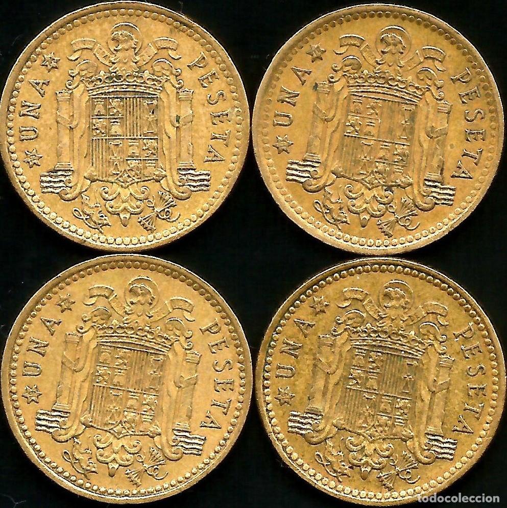 Monedas Franco: ESPA&Ntilde;A 1966 (VER ESTRELLAS) - 1 PESETA - KM 796 - LOTE 4 MONEDAS CIRCULADAS