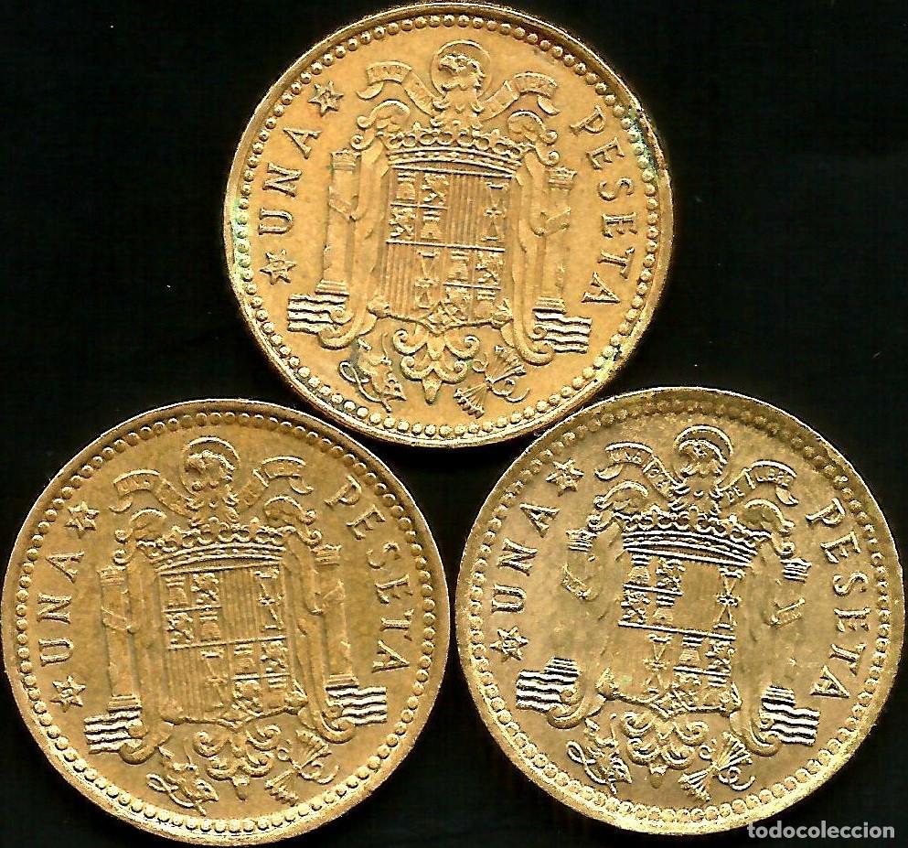 Monedas Franco: ESPA&Ntilde;A 1966 (VER ESTRELLAS) - 1 PESETA - KM 796 - LOTE 3 MONEDAS CIRCULADAS