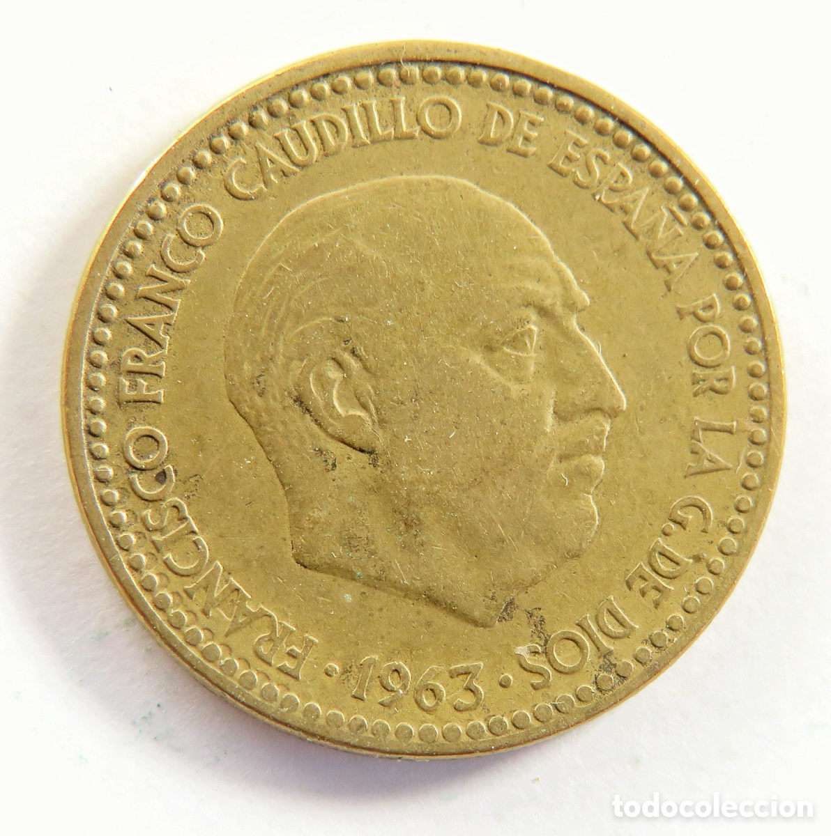 Monedas Franco: Moneda de 1 Peseta 1963 *66 MBC Bonito Repinte Franco Espa&ntilde;ola