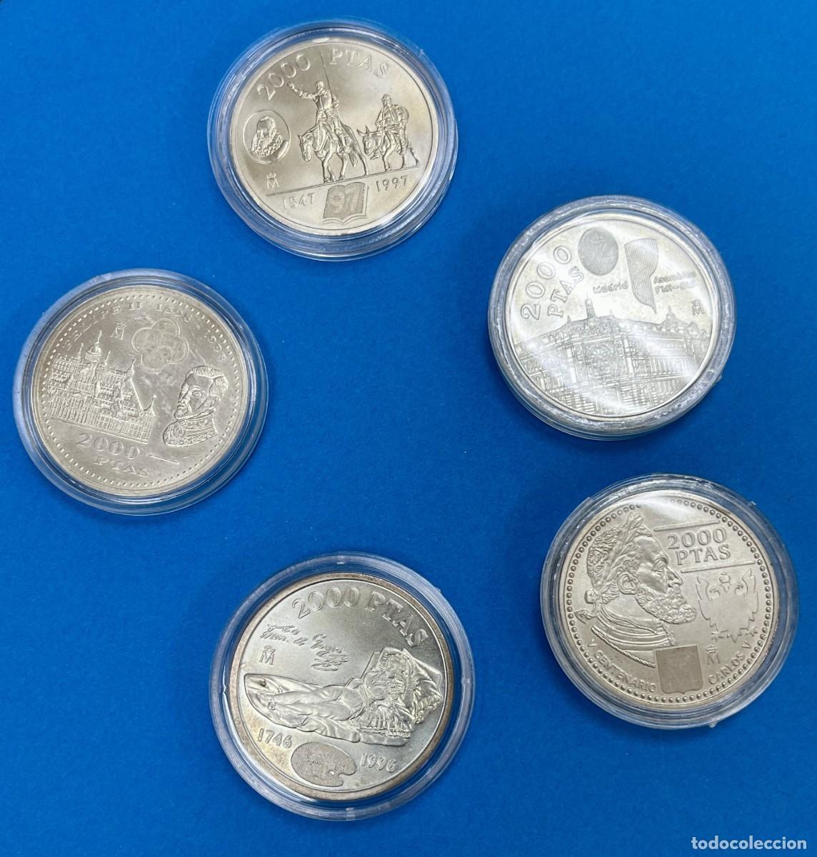 Monedas Franco: Lote de 5 monedas de plata de 2000 pesetas