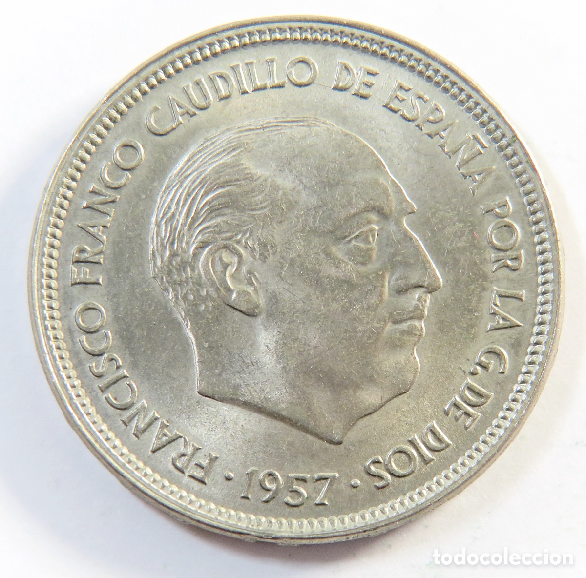 Moedas Franco: 25 Pesetas 1957 *65 SIN CIRCULAR Franco SC Brillo Original Excelente