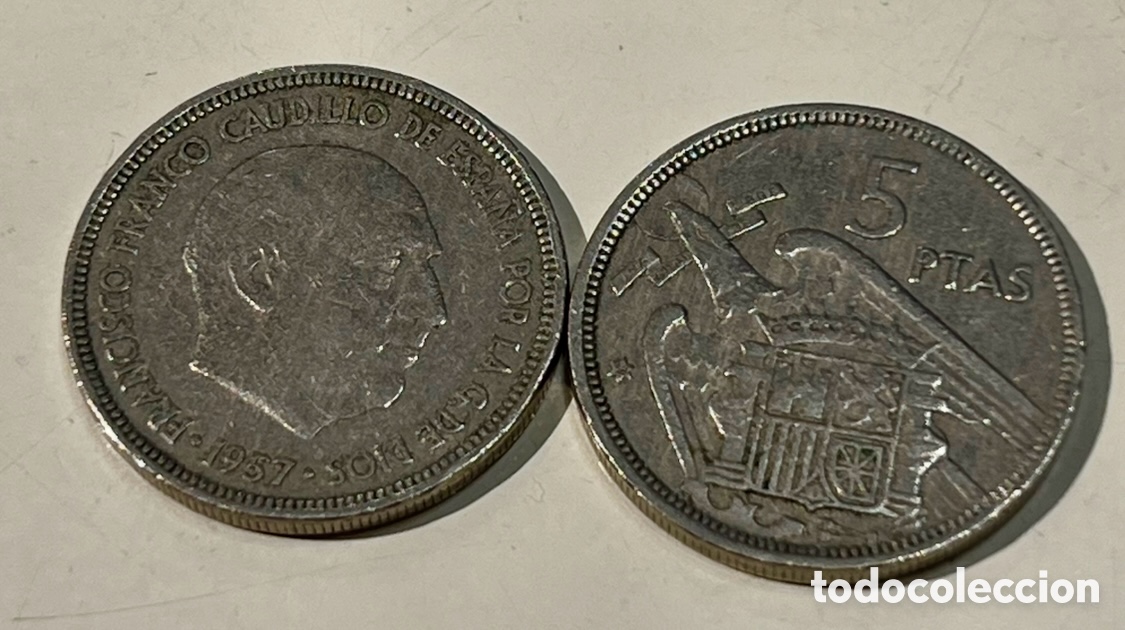 Monedas Franco: Moneda. Espa&ntilde;a. 5 Pesetas. 1957*58.