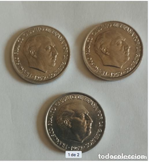 M&uuml;nzen unter Franco: LOTE DE TRES MONEDAS DE 10 C&Eacute;NTIMOS DE 1959 SIN CIRCULAR