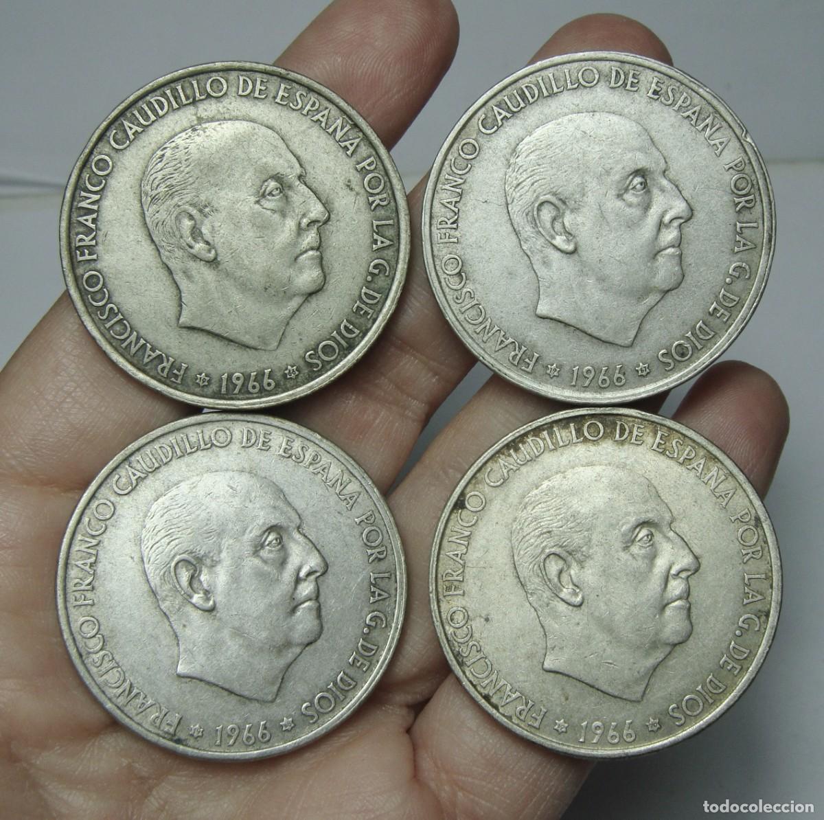 Monedas Franco: 4 Monedas de 100 Pesetas. PLATA. Franco. 1966 *66 *67 *68 *70