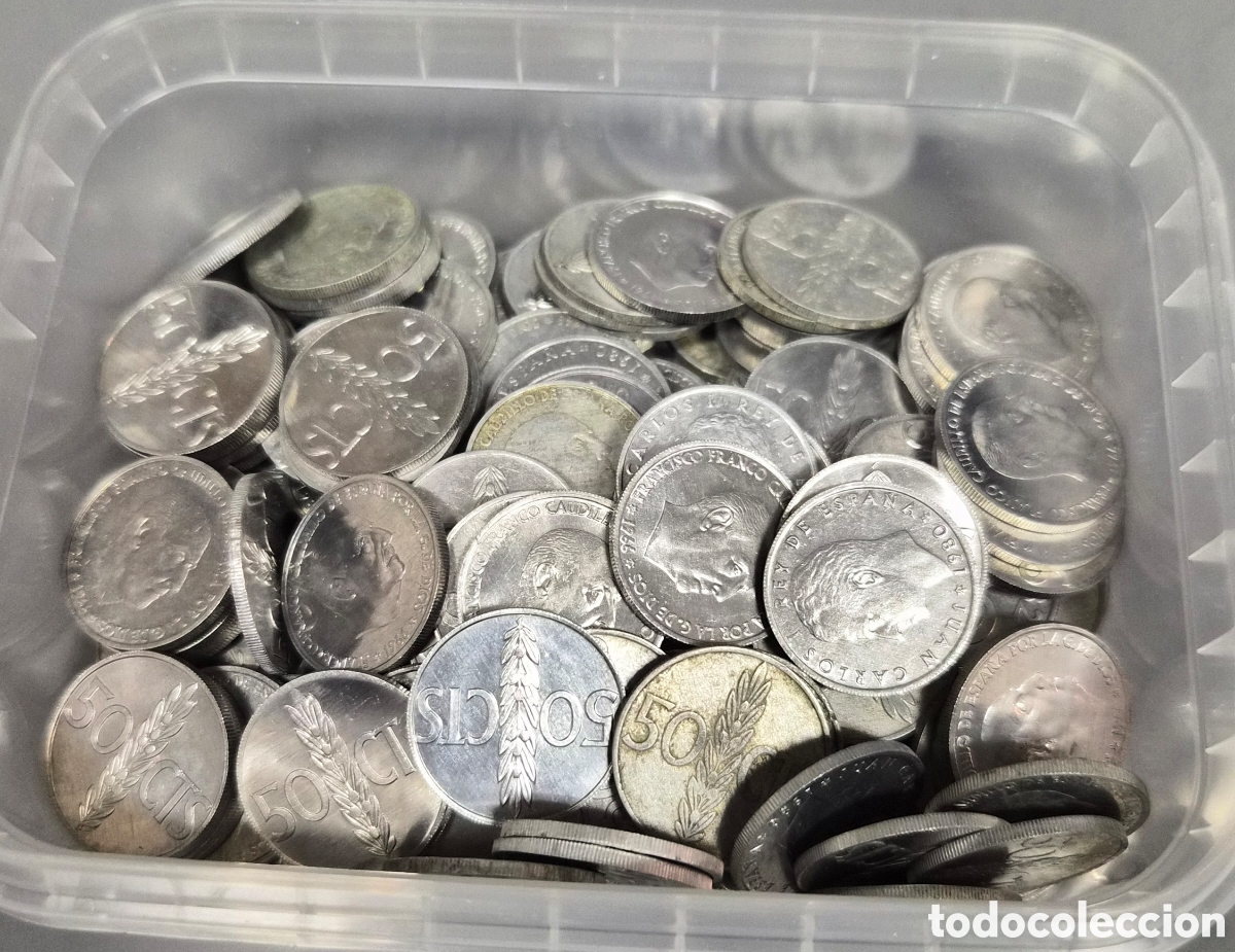 Monedas Franco: Lote de 200 monedas de 50 centimos Espa&ntilde;a