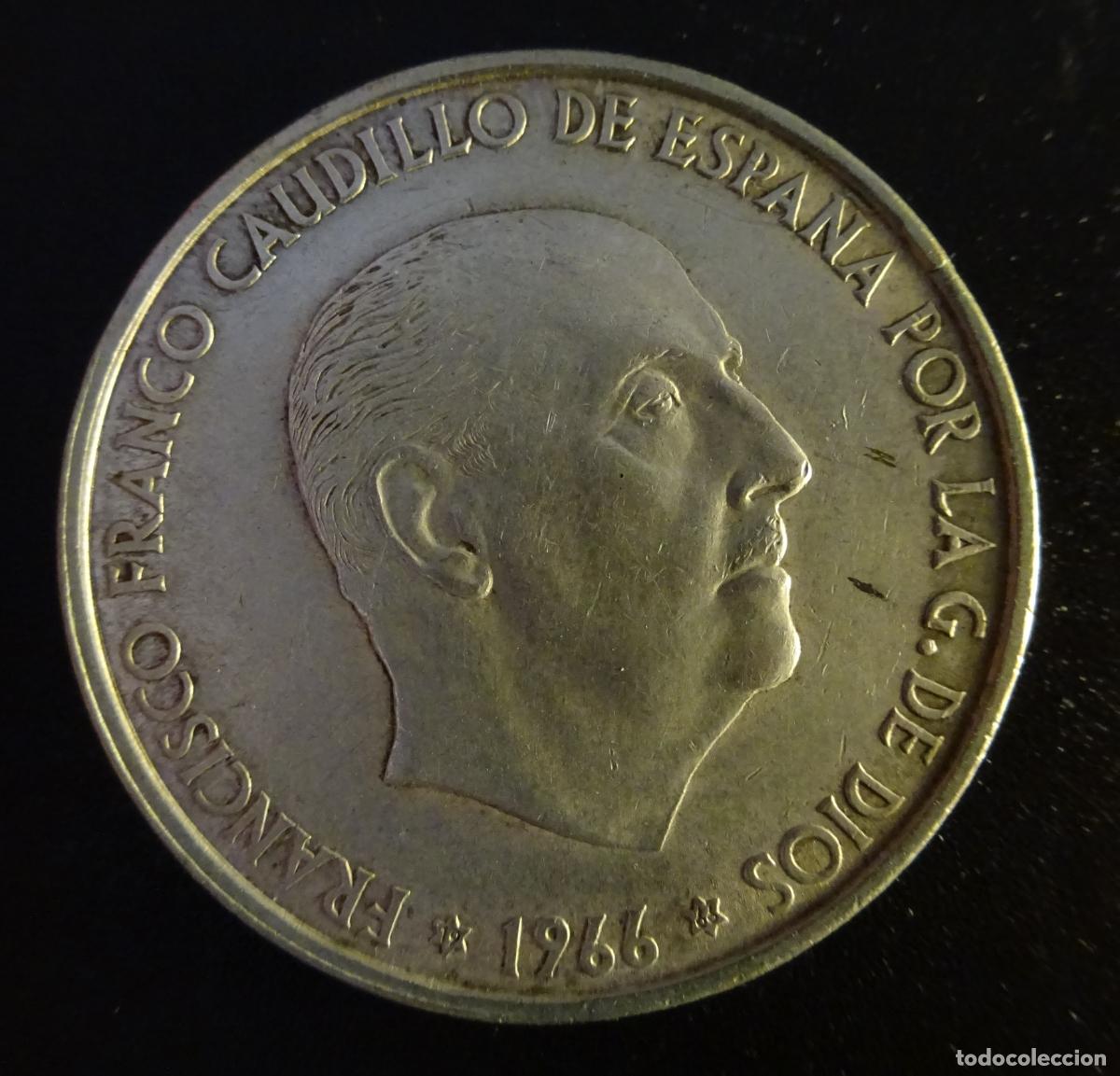 Monedas Franco: ESPA&Ntilde;A 100 PESETAS 1966 * 19-66. PLATA 800 MLS