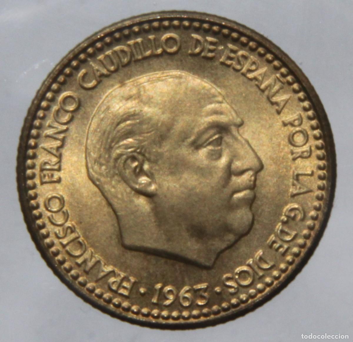 M&uuml;nzen unter Franco: V033 ESPA&Ntilde;A MONEDA FRANCO 1 PESETA 1963*64 SC/BRILLO ORIGINAL