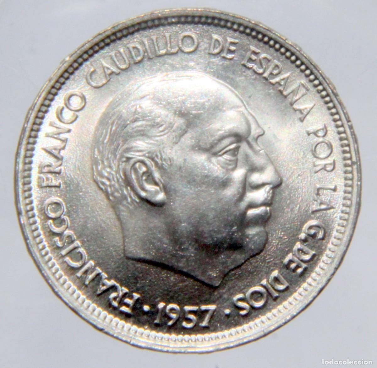 M&uuml;nzen unter Franco: V035 ESPA&Ntilde;A MONEDA FRANCO 25 PESETAS 1957*69 SC/BRILLO ORIGINAL